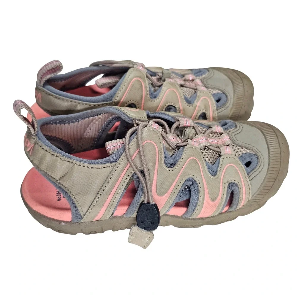 NEPA Kids Sport Sandals Tan Pink Closed Toe Water Shoes KED7605 Size 190mm 1Y